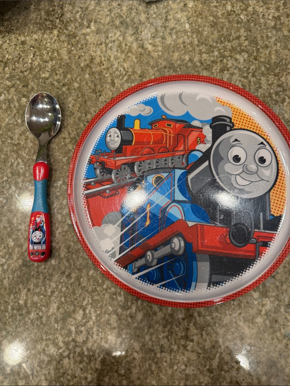 Thomas & Friends Red and Blue Train Plate & Spoon Set